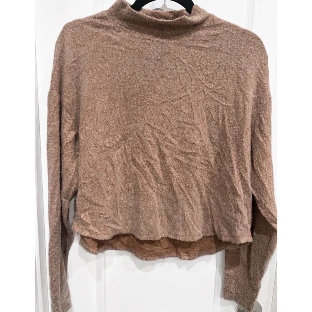 Socialite Taupe Cozy Mock Neck Sweater Top Size Small